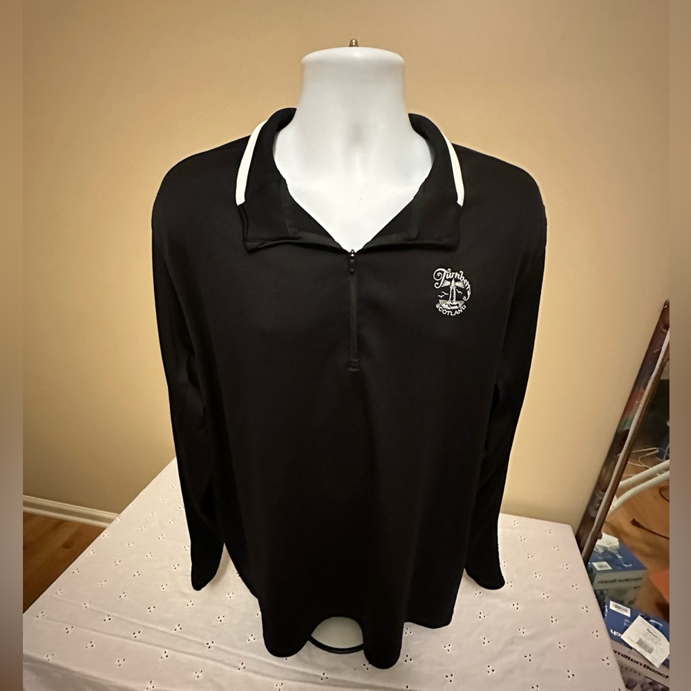 Nike Dri-Fit XXL Black 1/4 Zip With Turnberry Golf Club Scotland Logo